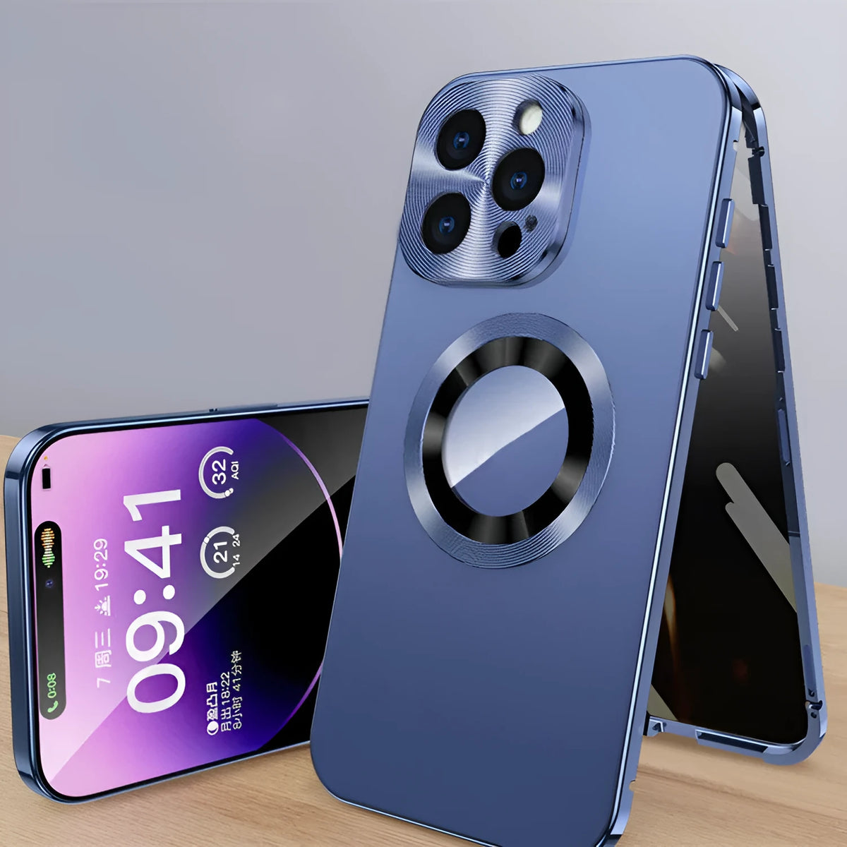 Magnetic iPhone case with anti-peep metal clip in multiple colour options
