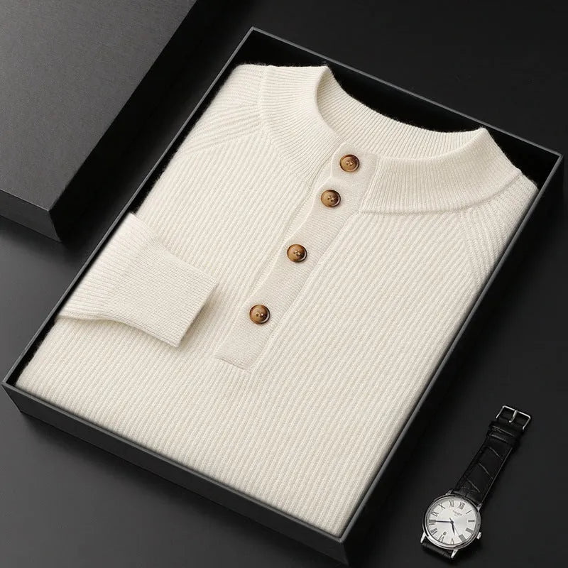 Half-height cardigan collar knitted jumper in white or dark blue, extra coarse wool, loose oversized pullover, sizes S-XXL