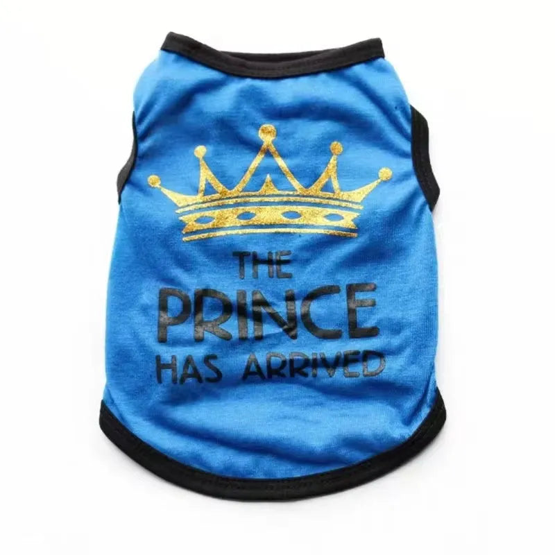 A cotton puppy vest for summer in various colours including Black Prince and Princess Rose