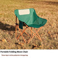 Beige folding chair with Oxford cloth seat and steel frame in outdoor setting