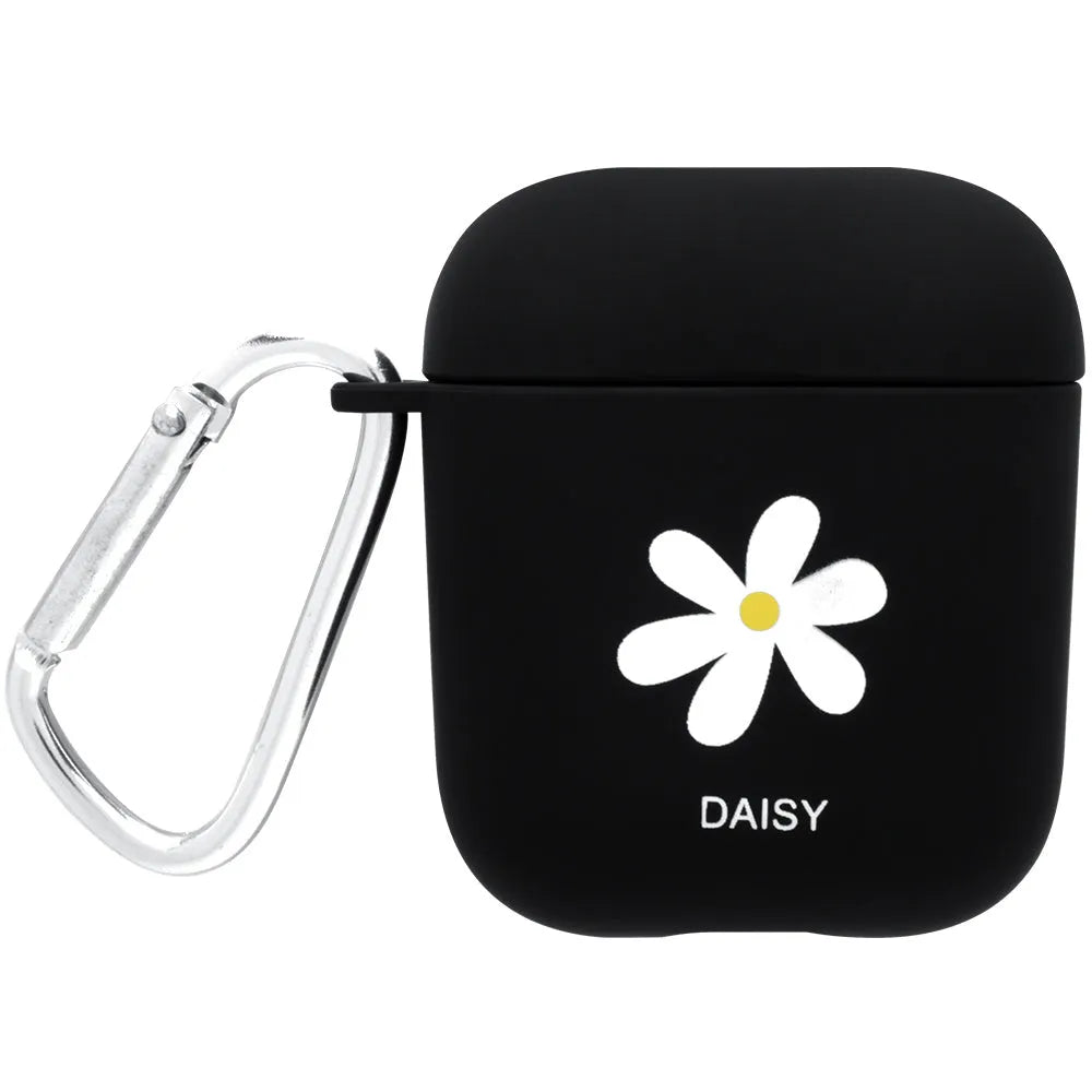 PC AirPods case cover with decorative designs in black and pink colour options