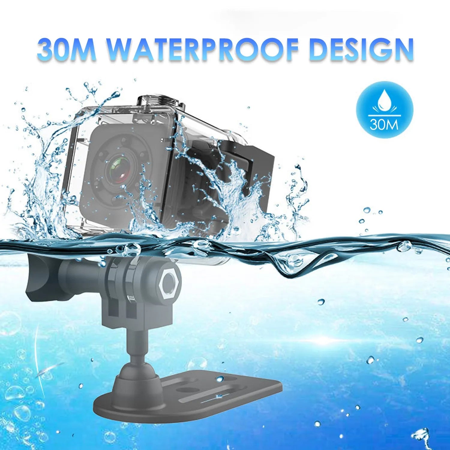 SQ29 black waterproof sports camera for action recording during cycling and diving activities