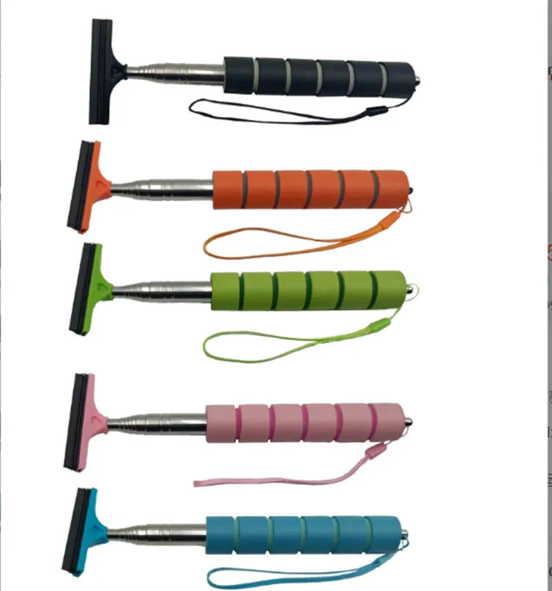 Car rearview mirror retractable wiper with stainless steel arm and rubber blade in multiple colours