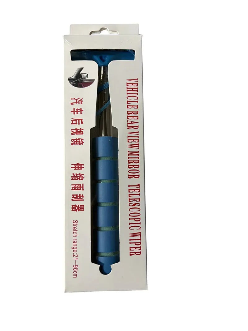 Car rearview mirror retractable wiper with stainless steel arm and rubber blade in multiple colours