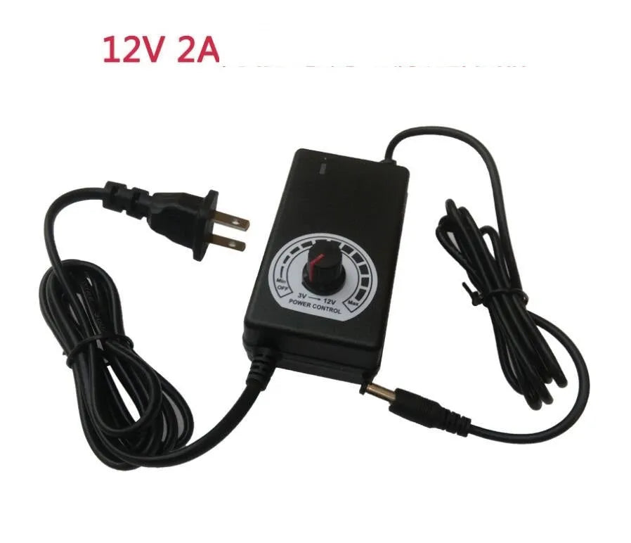 3-24V 2A adjustable AC/DC power adapter with digital display, 24W, 100-240V input, 118 x 51 x 32mm