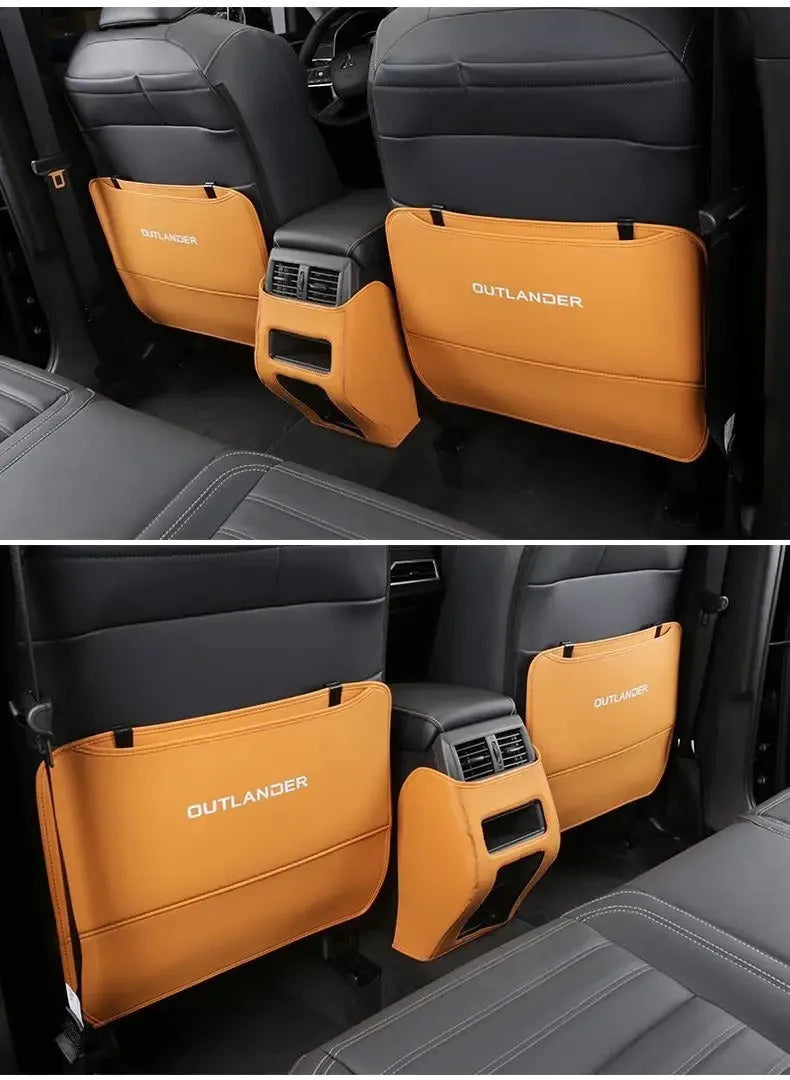Three-piece leather anti-kick pad set for Mitsubishi Outlander SUV interior protection