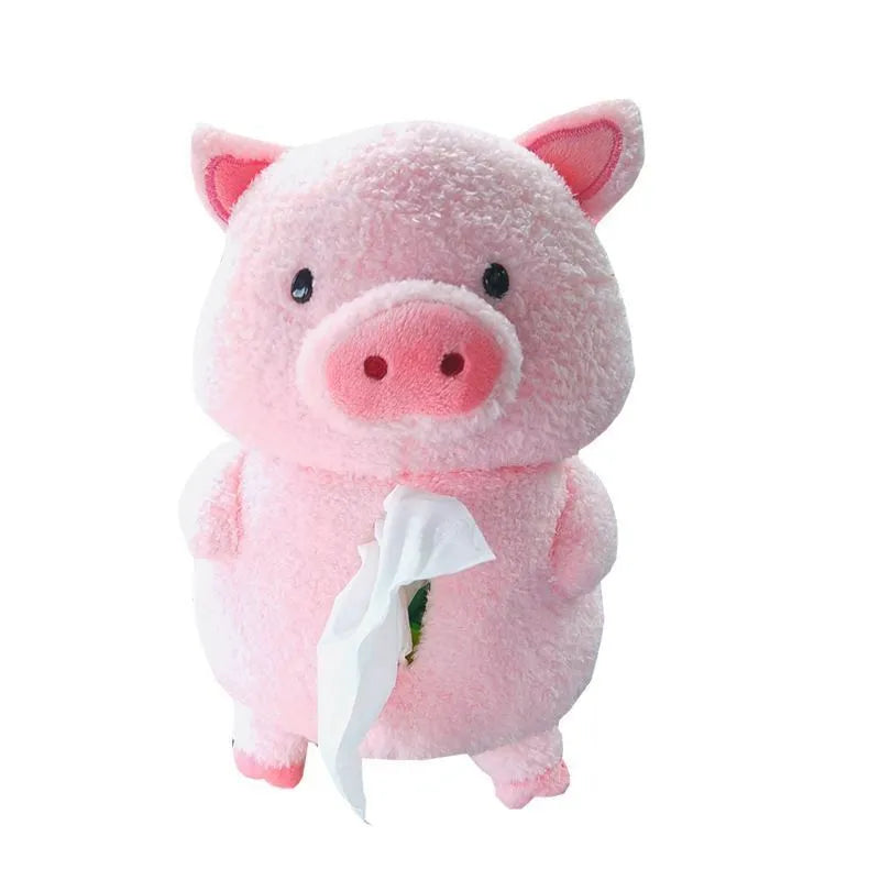 Plush cartoon car tissue box with lamb character design for vehicle and home use