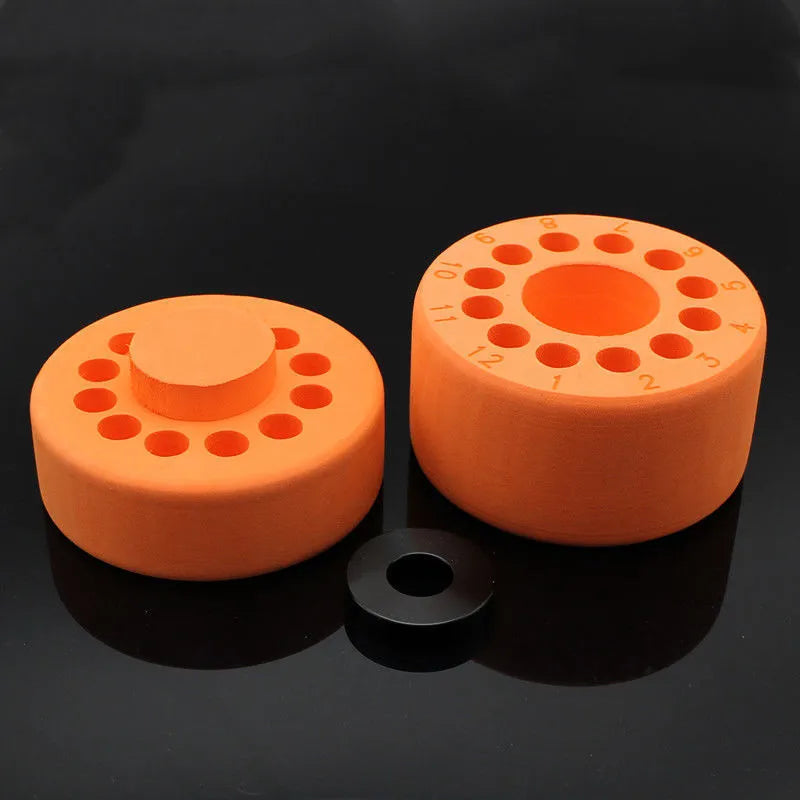 Laboratory process cooling box with orange metal block and blue plastic cover for gradient freezing applications