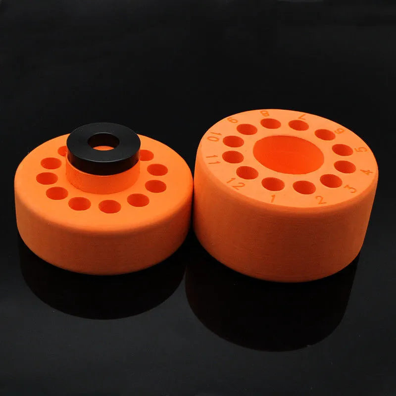 Laboratory process cooling box with orange metal block and blue plastic cover for gradient freezing applications