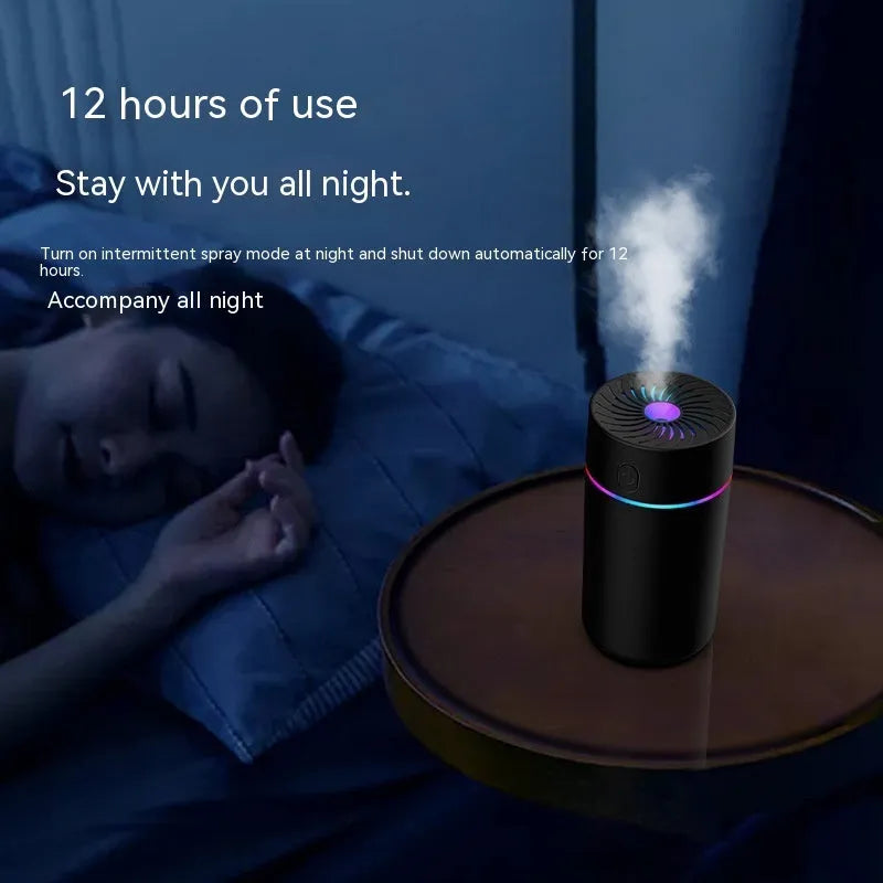 Car USB mini humidifier in black or white with adapter line for automobile aromatherapy and air humidifying