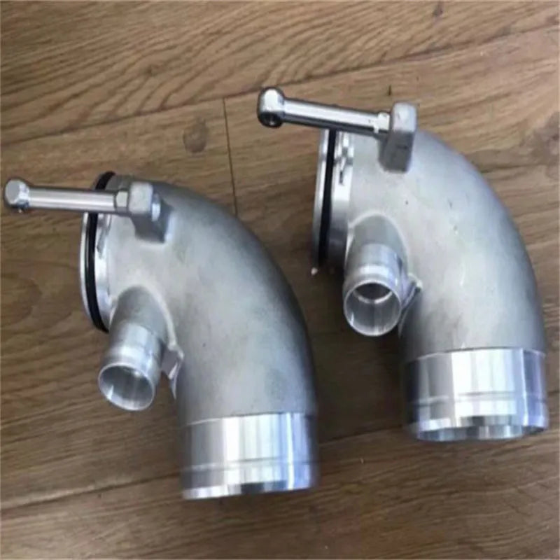 Aluminium alloy 90-degree automobile turbine elbow for lateral engine turbo positioning