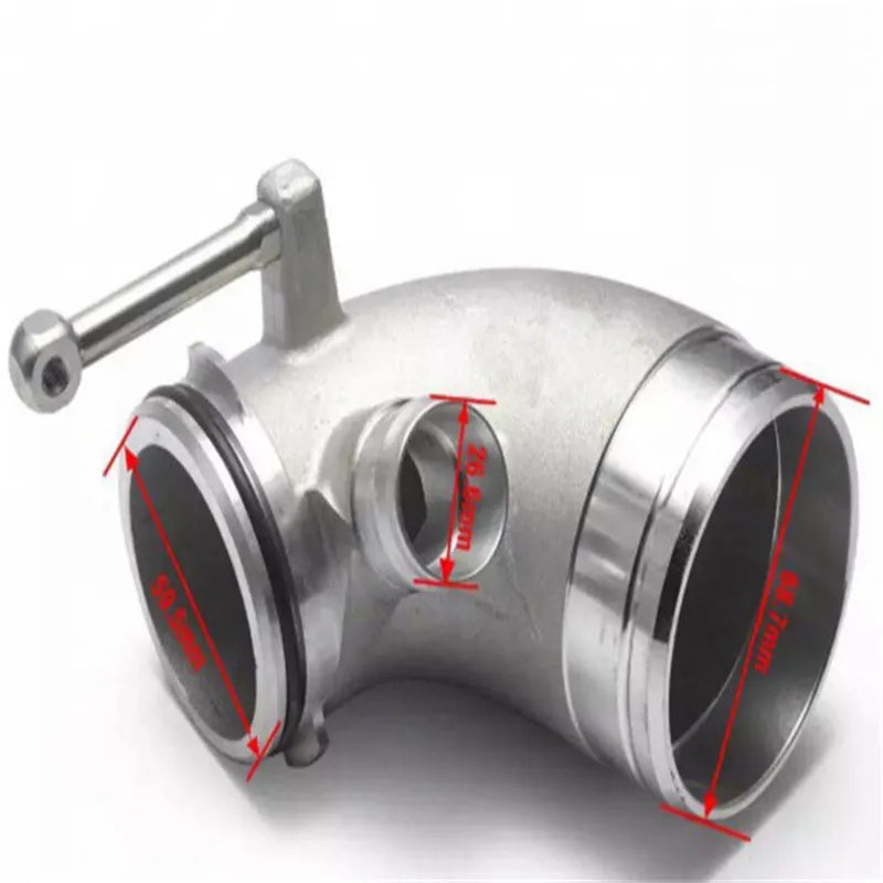Aluminium alloy 90-degree automobile turbine elbow for lateral engine turbo positioning