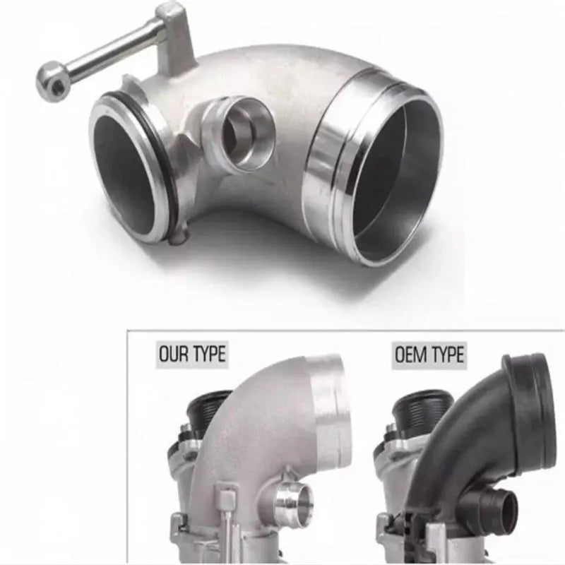 Aluminium alloy 90-degree automobile turbine elbow for lateral engine turbo positioning