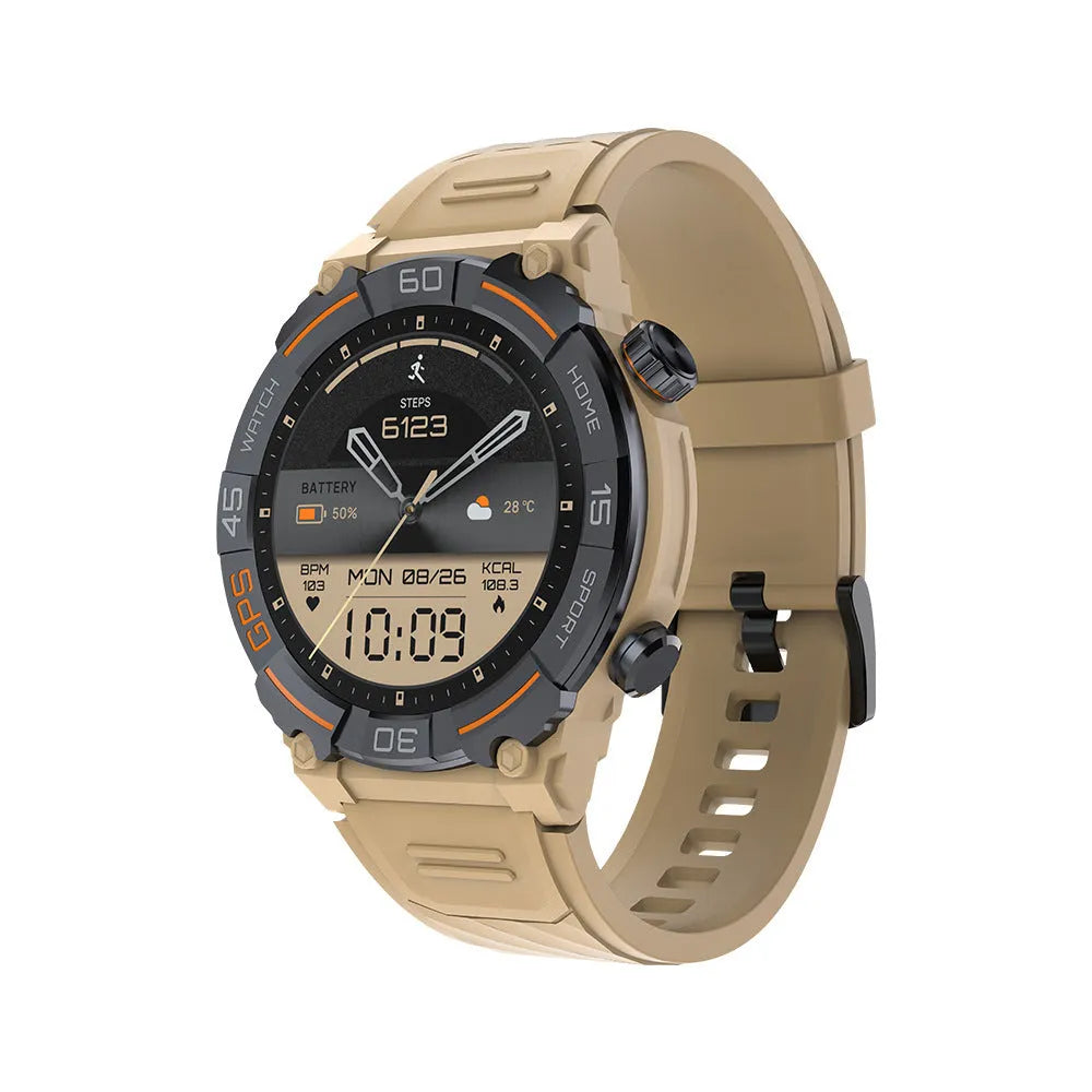 MG02 smart watch in black colour with touch screen displaying health metrics and Bluetooth calling interface