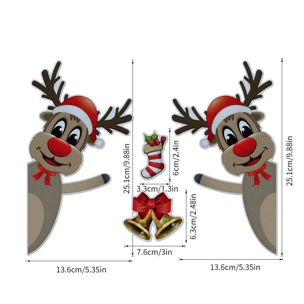 Christmas elk bell magnetic bumper stickers with reflective luminous properties on car door