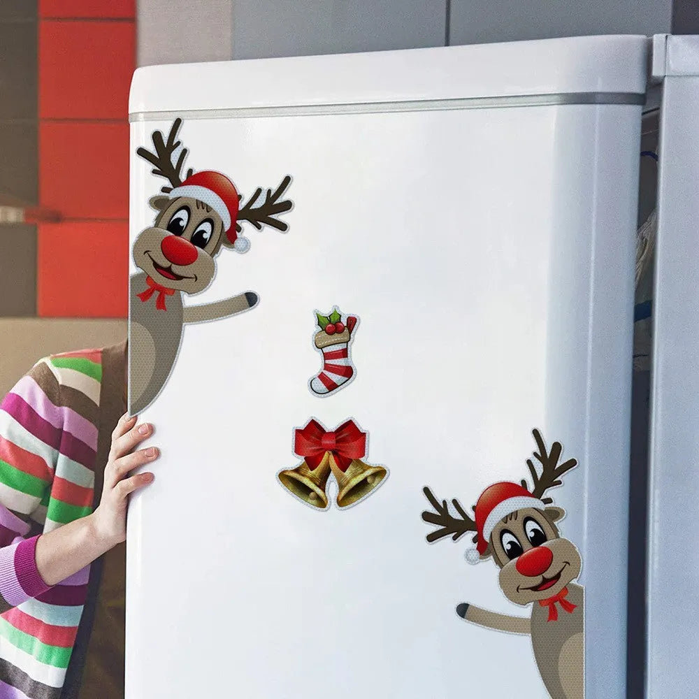Christmas elk bell magnetic bumper stickers with reflective luminous properties on car door