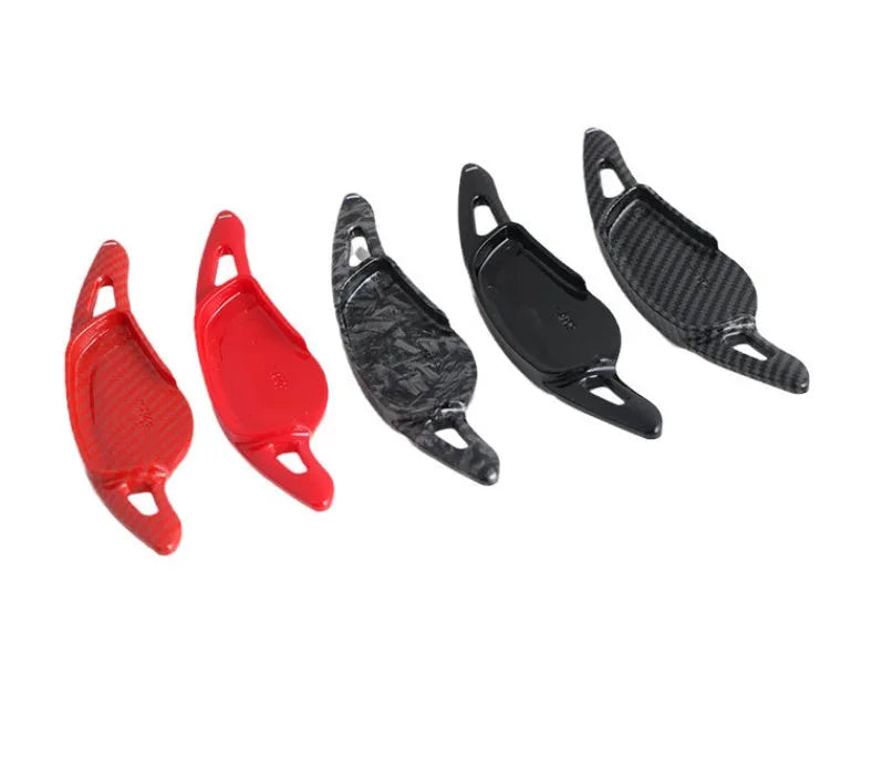 Carbon fibre look steering wheel paddle shift replacements for car interior modification