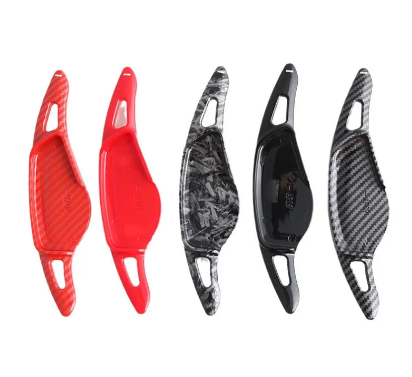 Carbon fibre look steering wheel paddle shift replacements for car interior modification