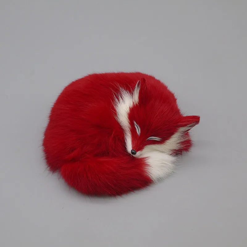 Artificial fox fur handicraft decoration in white, red, or yellow colours measuring 15cm with car accessory