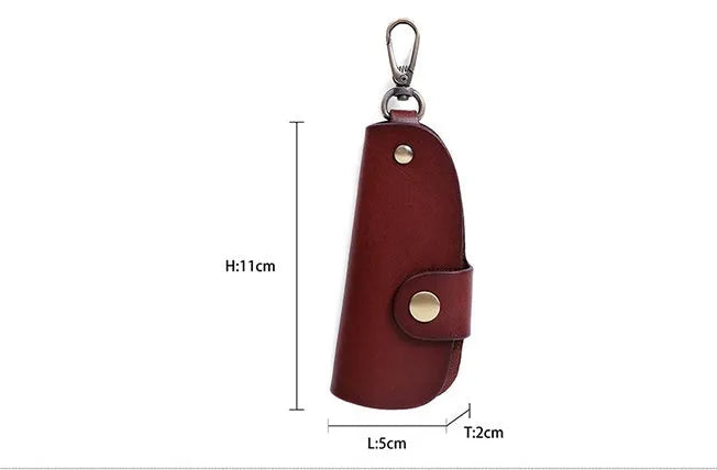 Handmade genuine leather key storage bag in black, brown, coffee, or purplish red colour