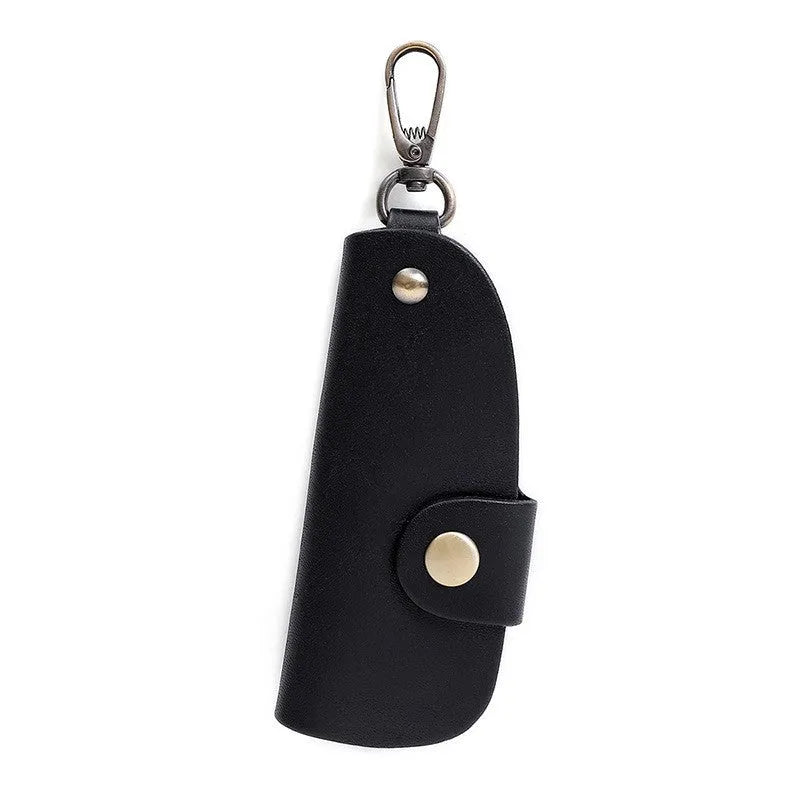 Handmade genuine leather key storage bag in black, brown, coffee, or purplish red colour