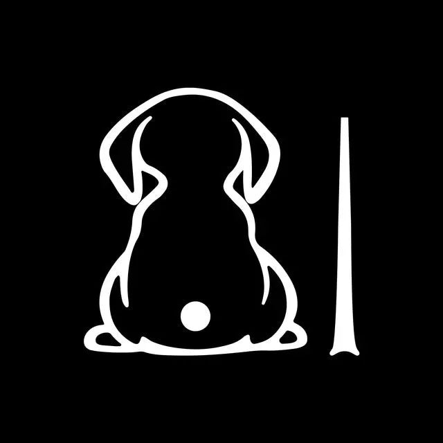 Car rear window sticker with cartoon cat design and dog silhouette creating wiper shadow effect