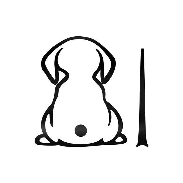 Car rear window sticker with cartoon cat design and dog silhouette creating wiper shadow effect