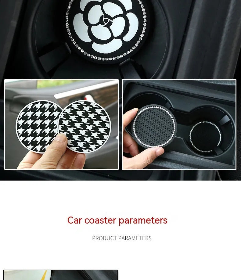 PVC plastic car cup holder coaster mat in a choice of four pattern designs.