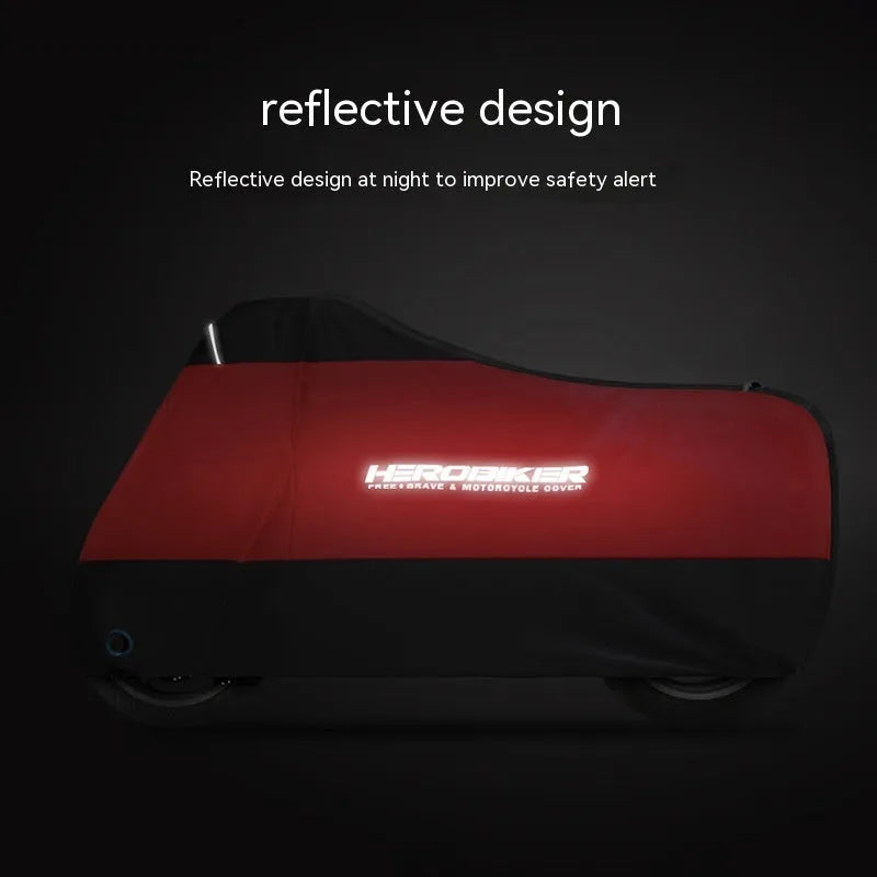 Black polyester electric vehicle and motorcycle cover providing rain and dust protection with anti-theft features