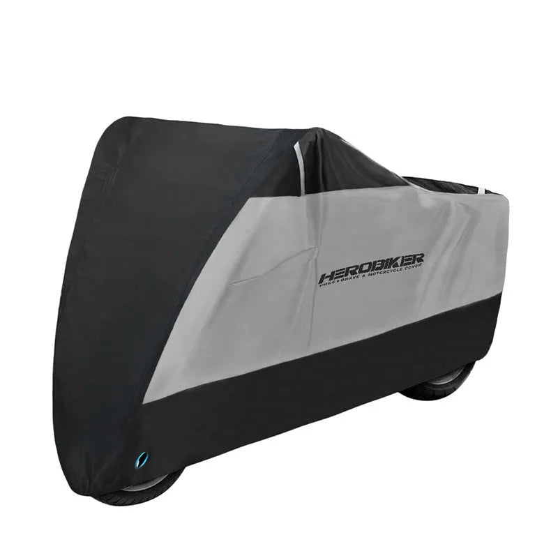 Black polyester electric vehicle and motorcycle cover providing rain and dust protection with anti-theft features