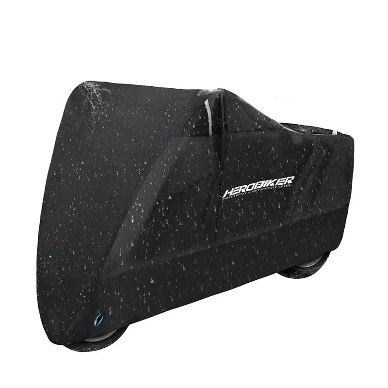Black polyester electric vehicle and motorcycle cover providing rain and dust protection with anti-theft features