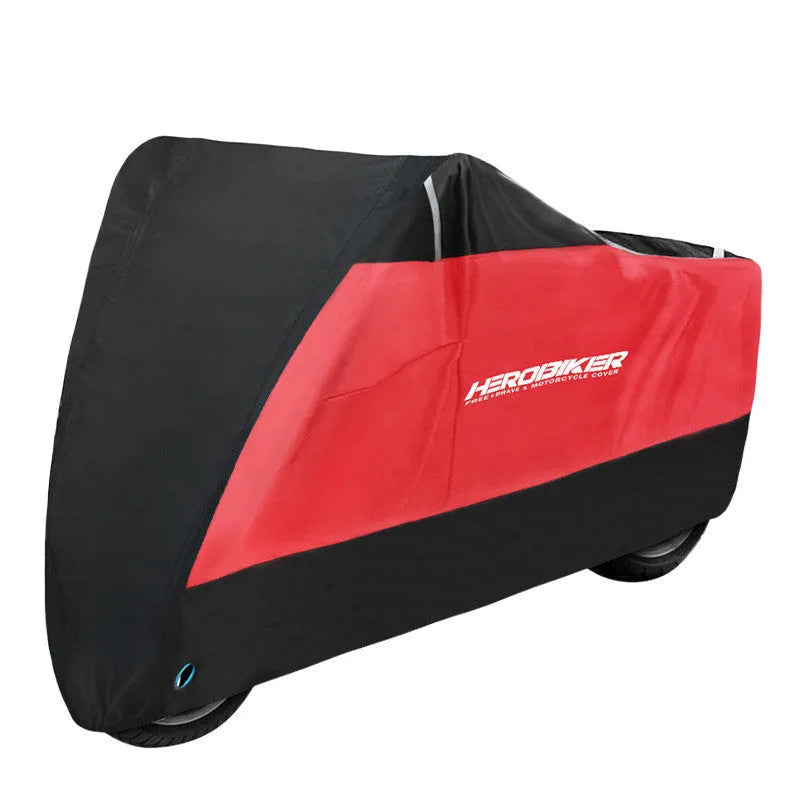 Black polyester electric vehicle and motorcycle cover providing rain and dust protection with anti-theft features
