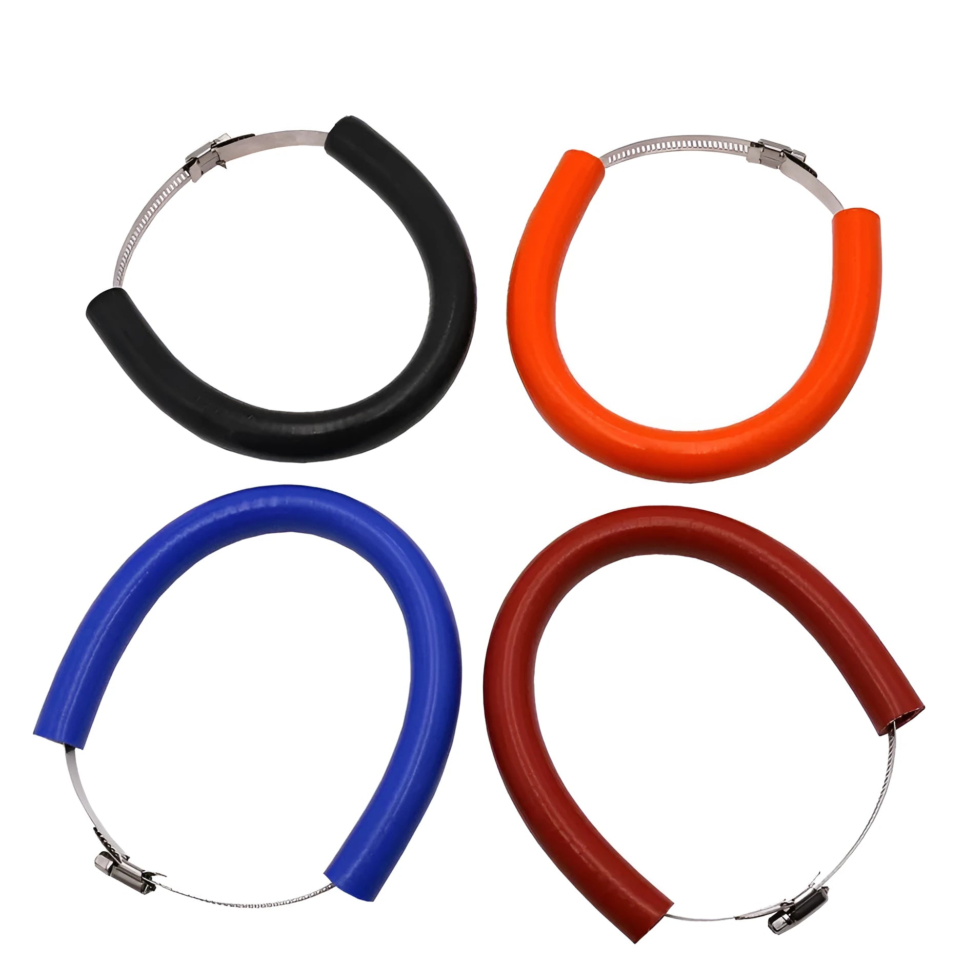 Universal motorcycle exhaust pipe gasket in black, blue, and orange colour options