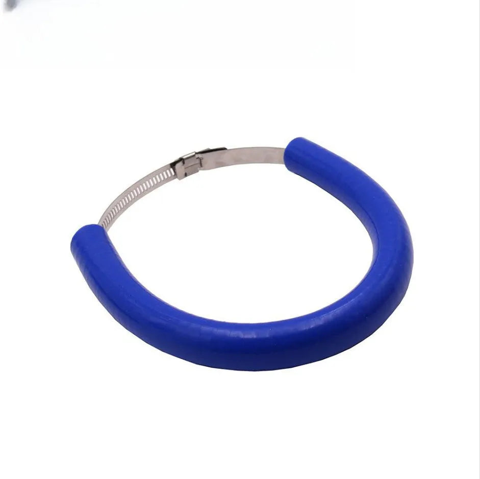 Universal motorcycle exhaust pipe gasket in black, blue, and orange colour options