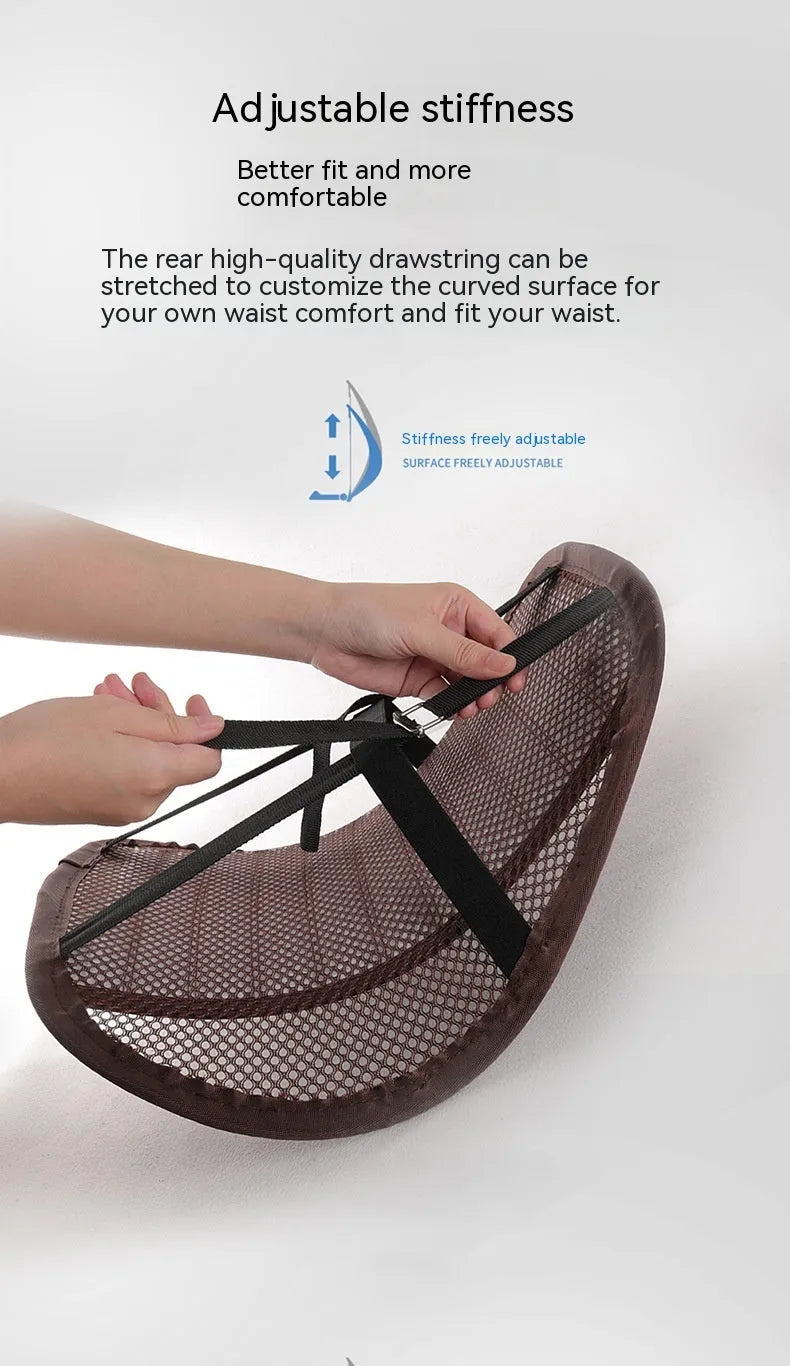 Genuine leather lumbar support cushion for car seat and office chair in sapphire blue colour.