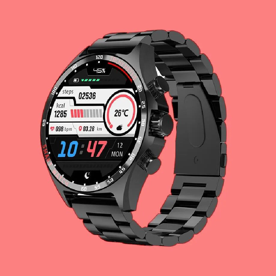Smart watch in black, silver or gold with health monitoring functions on wrist