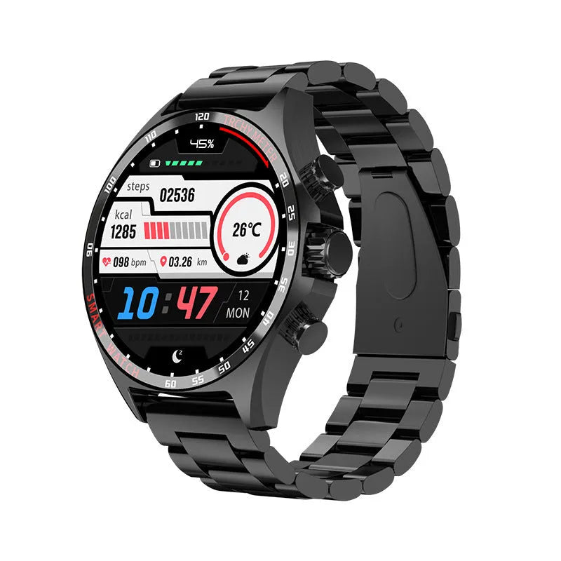Smart watch in black, silver or gold with health monitoring functions on wrist