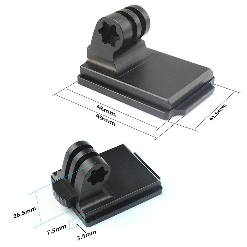 Black aluminium alloy and plastic helmet holder extension with quick release bracket for GoPro Hero 3 and Hero 4 cameras