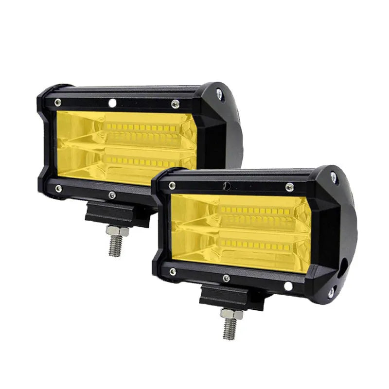 Black 5-inch LED work light with aluminium alloy housing and bracket mount for off-road vehicles