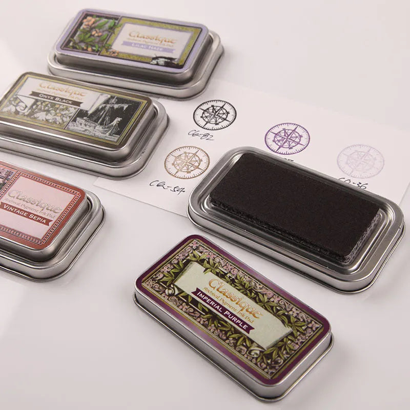 Rectangular oily ink pad for notebook rubber stamps in five colour options
