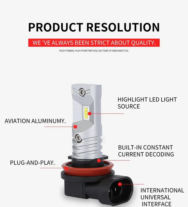 H11 H8 CSP high-power 80W LED car front fog lamp with aviation aluminium housing