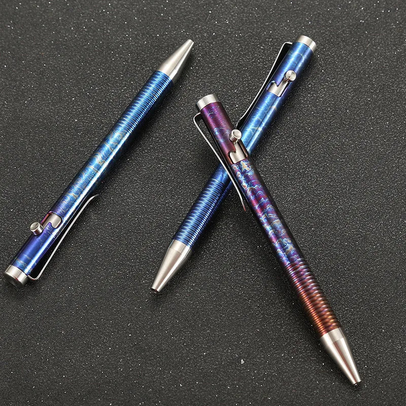 Titanium alloy gun bolt handle ballpoint pen with phantom colour finish.