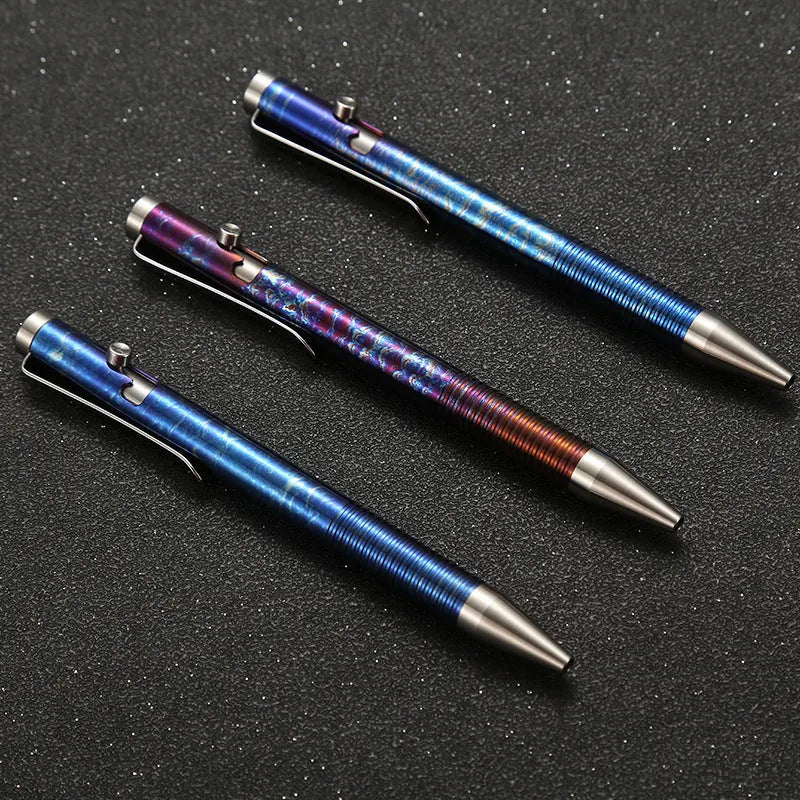 Titanium alloy gun bolt handle ballpoint pen with phantom colour finish.