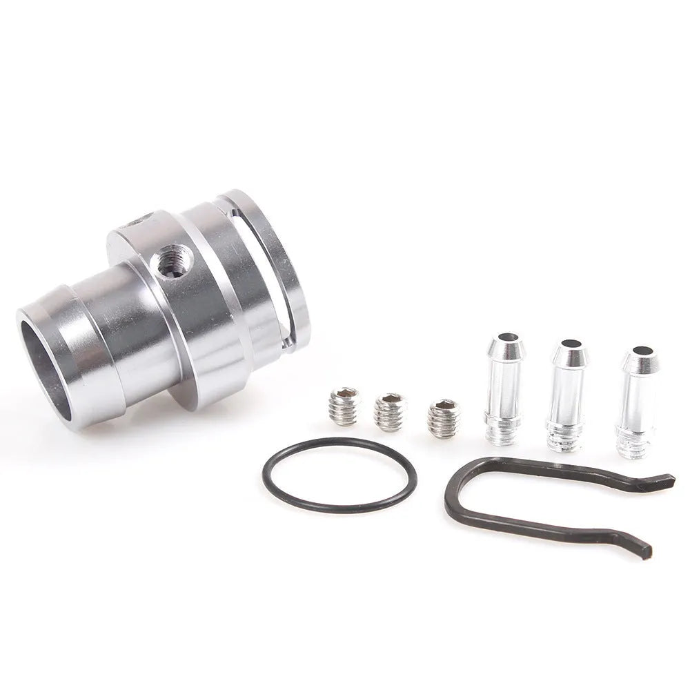 Black aluminium vacuum adapter tee fitting for second generation automotive engines.