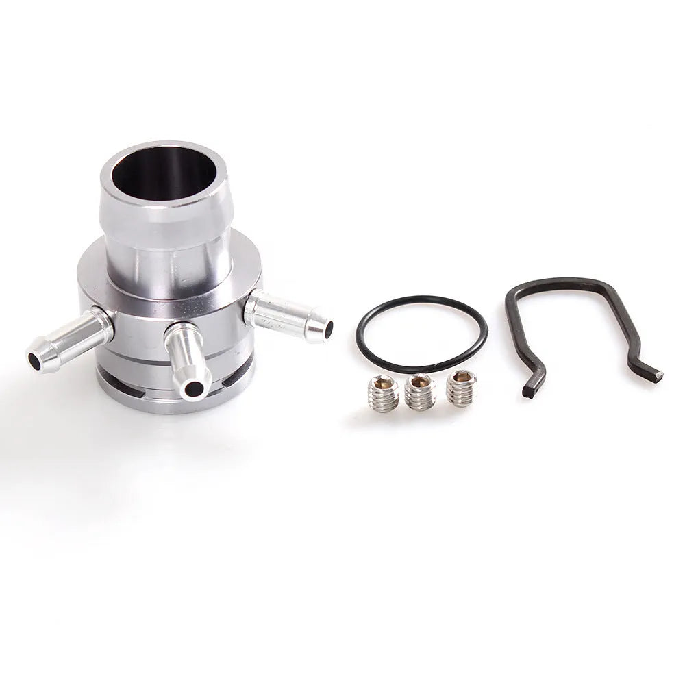 Black aluminium vacuum adapter tee fitting for second generation automotive engines.