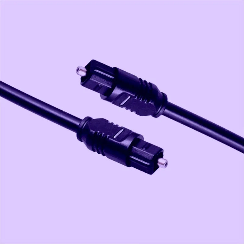 Black Toslink digital optical audio cable with square mouth 4mm connectors, 2 metre length
