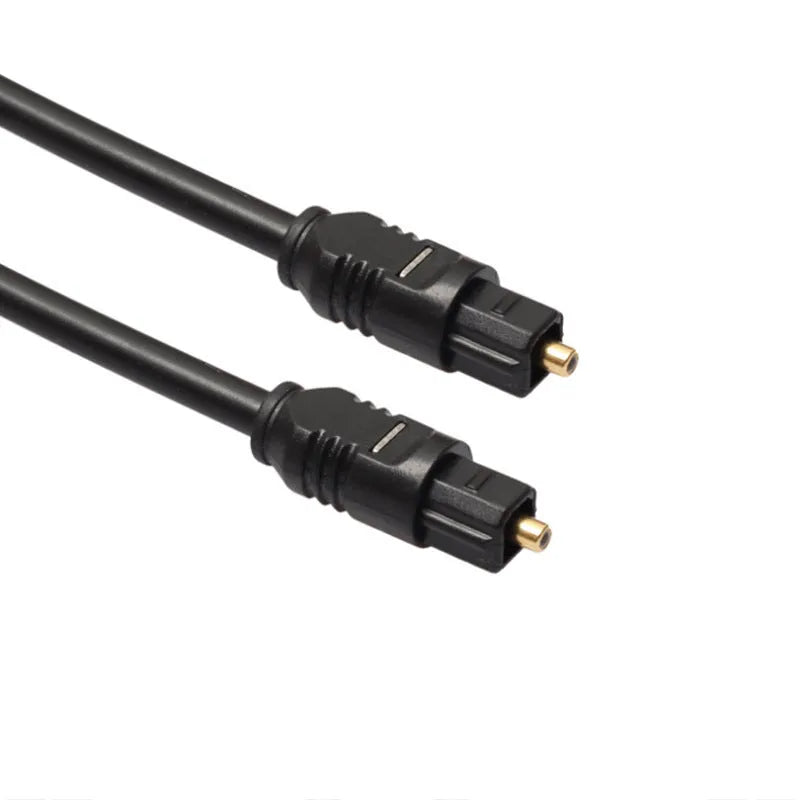 Black Toslink digital optical audio cable with square mouth 4mm connectors, 2 metre length
