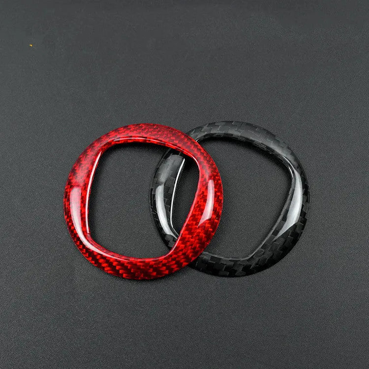 Carbon fibre steering wheel decorative sticker frame in black or red for car interior customisation