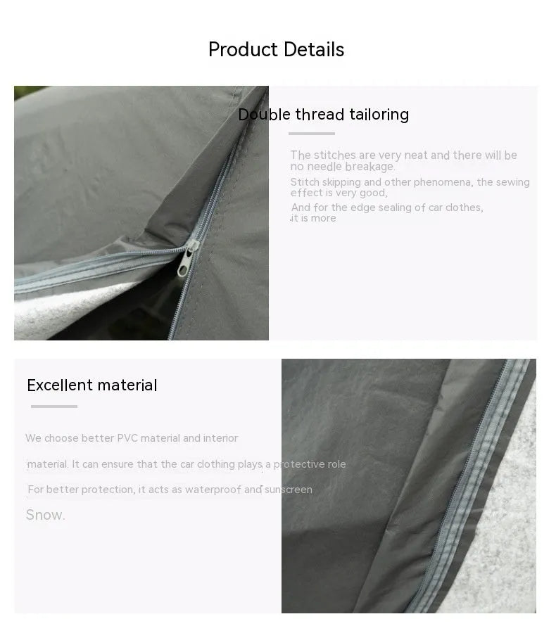 Grey thickened PVC car cover for Volkswagen vehicles, shown in a folded state.
