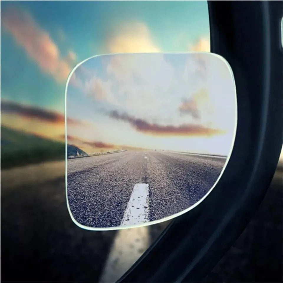White glass car rearview mirror with adjustable 360-degree rotation for blind spot coverage